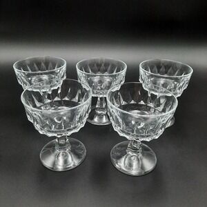 Arcoroc France Arctic Pattern Glass Dessert Champagne Set‎ Of 5 Pressed Crystal